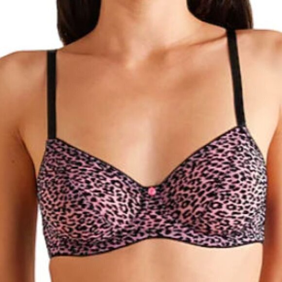 MORGAN LANE Pink & BLack Leopard Skin Print Bra Size: 32D - NWT - Picture 2 of 4